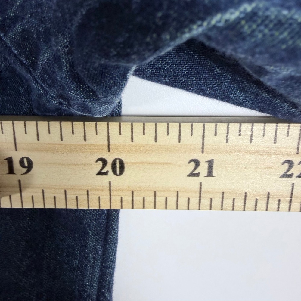Lagenlook Western Vintage Hot Cotton Blue Denim Split Neck Snap Front Shirt M - Picture 6 of 8